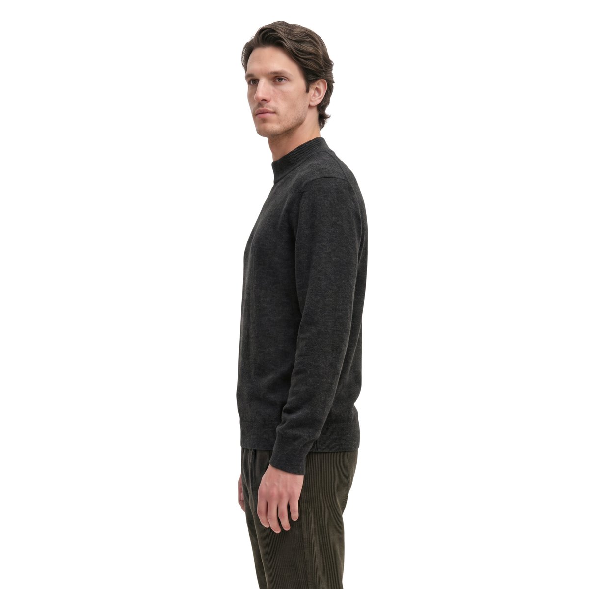 Pull coupe classique en mélange de coton bio et de laine vierge gris, MARC O'POLO