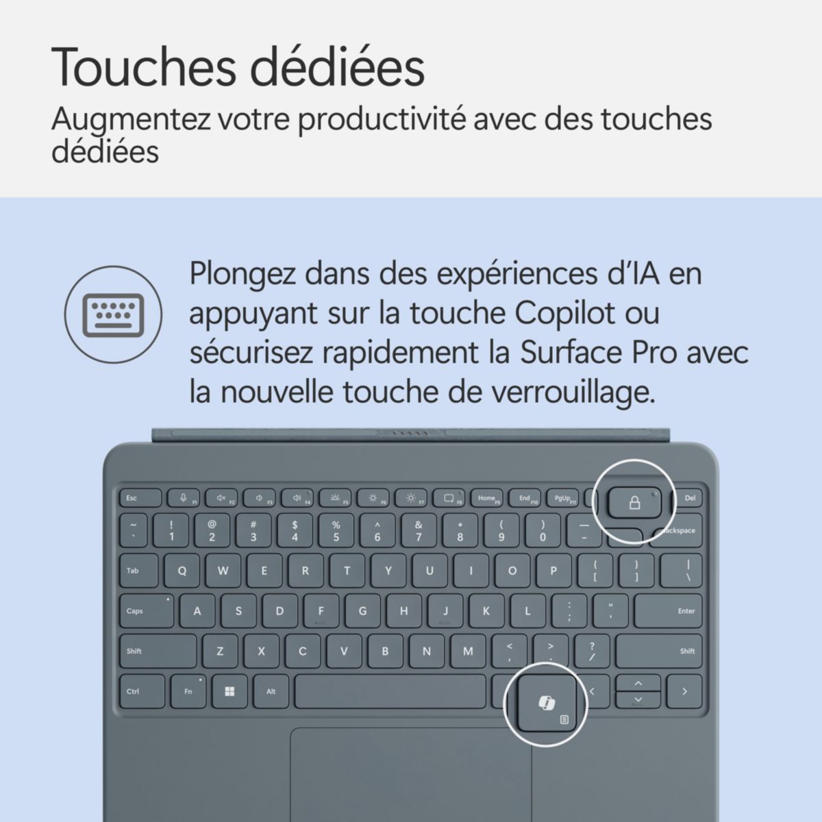 Clavier Surface Pro 12'' Océan couleur unique, MICROSOFT