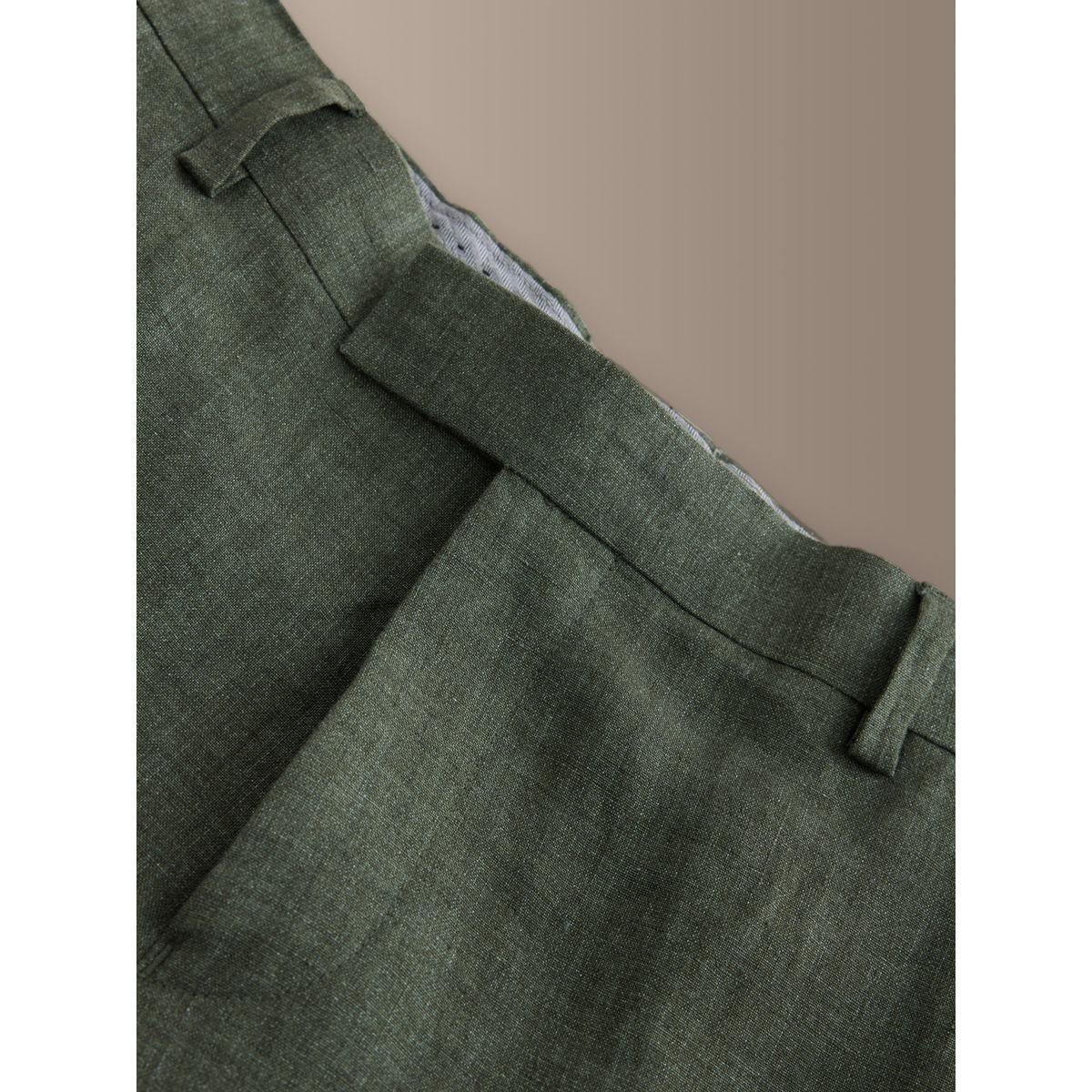 Pantalon de costume slim en lin italien signature vert, NEXT