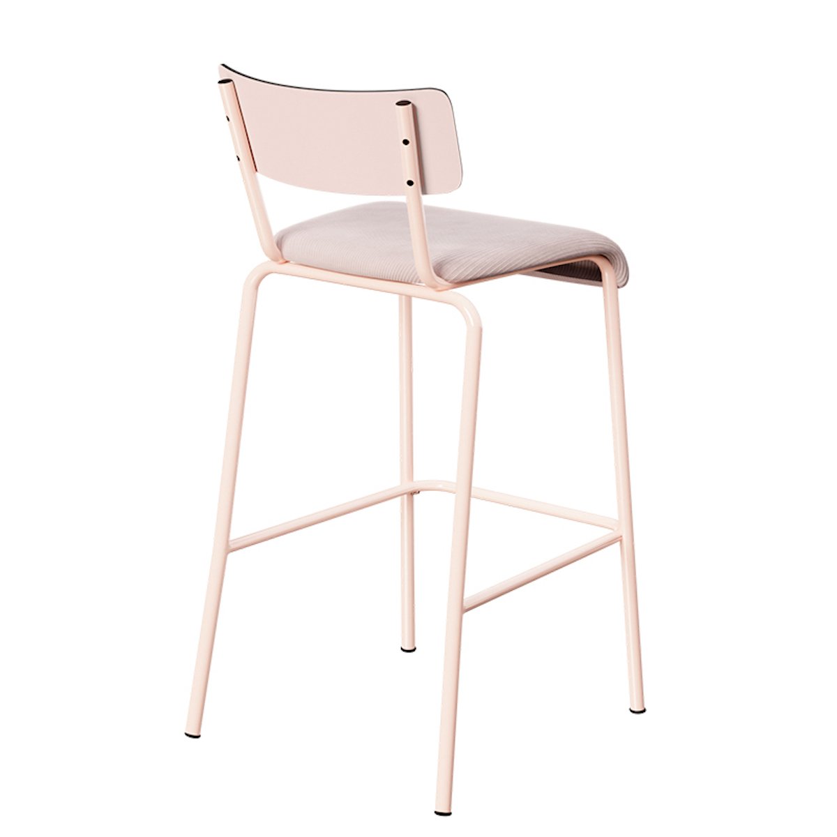 Chaise haute de salle à manger en velours côtelé style vintage SUZIE rose poudré, LES GAMBETTES