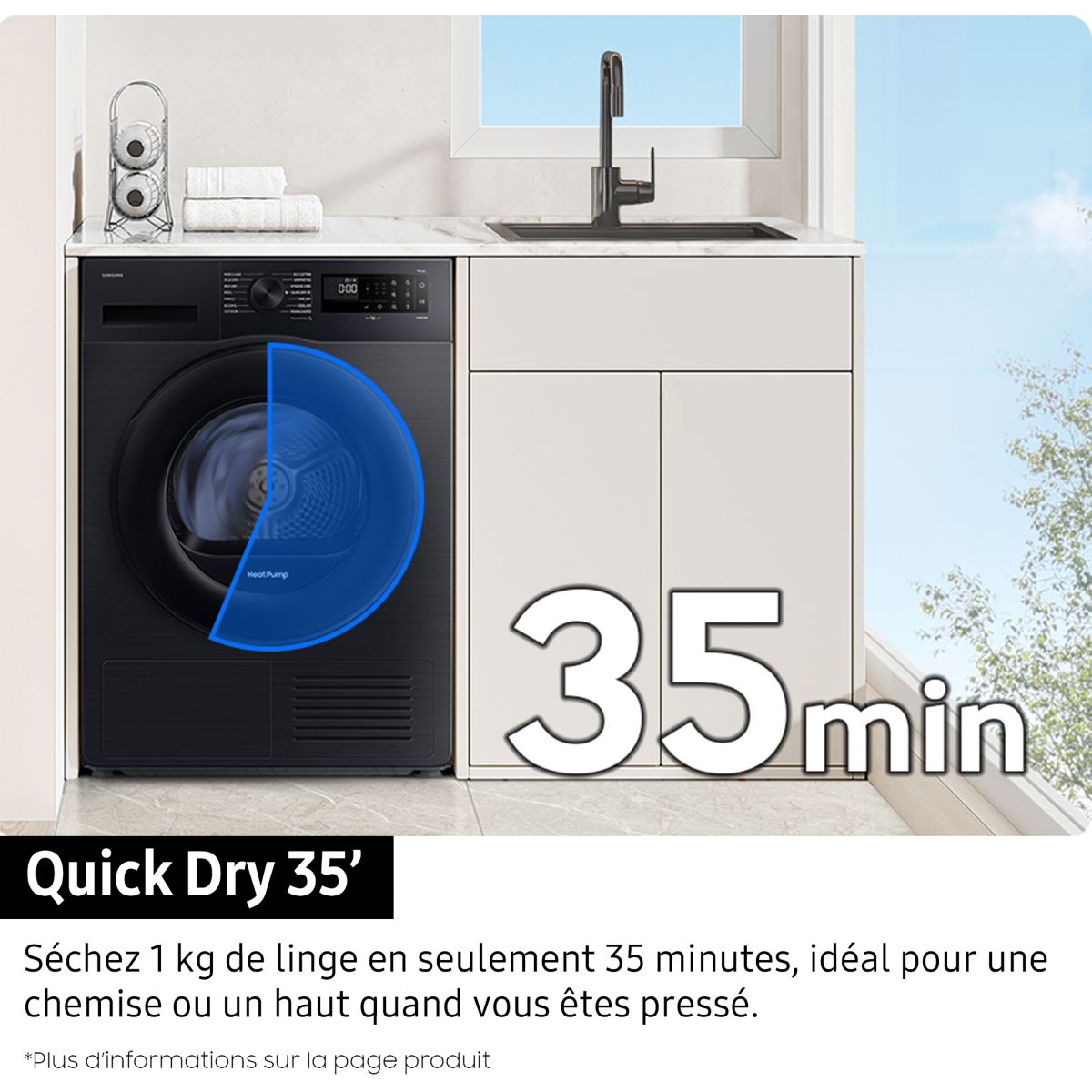 Sèche linge pompe à chaleur DV90DG6845LK blanc, SAMSUNG