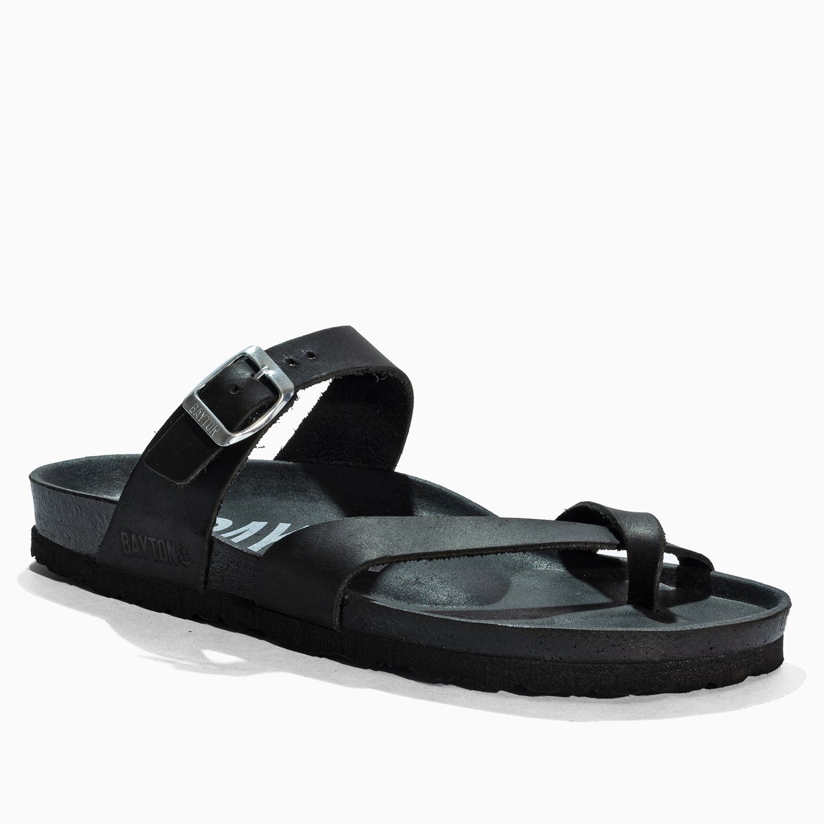 Tongs en cuir DIANE black, BAYTON