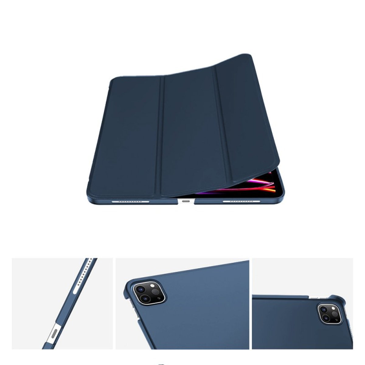 Etui Smart Cover à rabat avec support pour iPad Pro 12.9" (2018/2020/2021) bleu, EVETANE