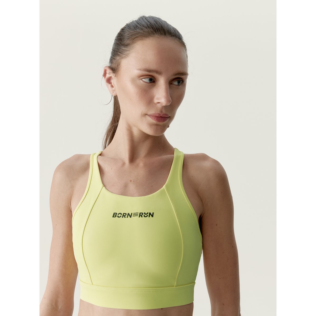 Brassière de sport femme Voltrun Maintien élevé dos athlétique jaune citron, BORN