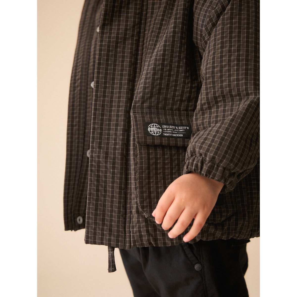 Anorak style militaire marron à carreaux, NEXT