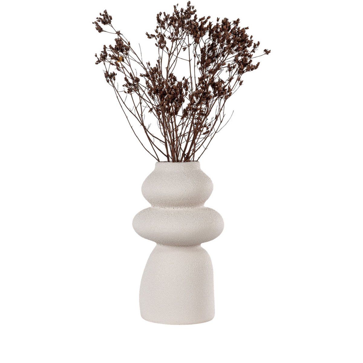 Vase de forme organique en grès H26,5cm- NOSARA blanc ivoire, HOUSE NORDIC