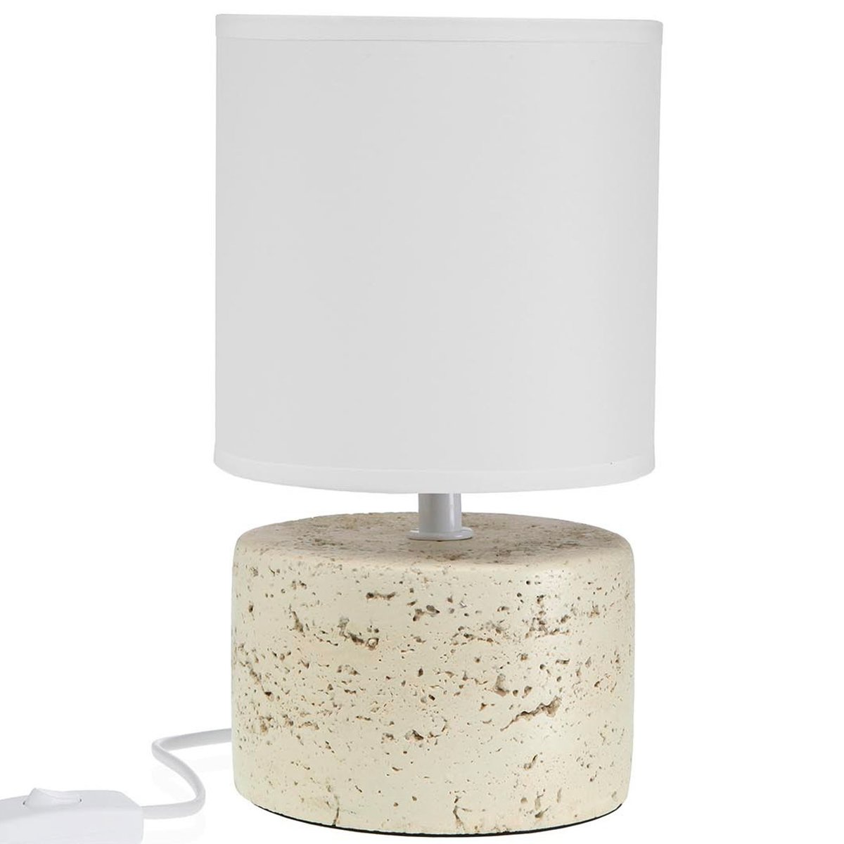 Petite lampe à poser en céramique beige et abat-jour blanc 13x13x24cm beige, VERSA
