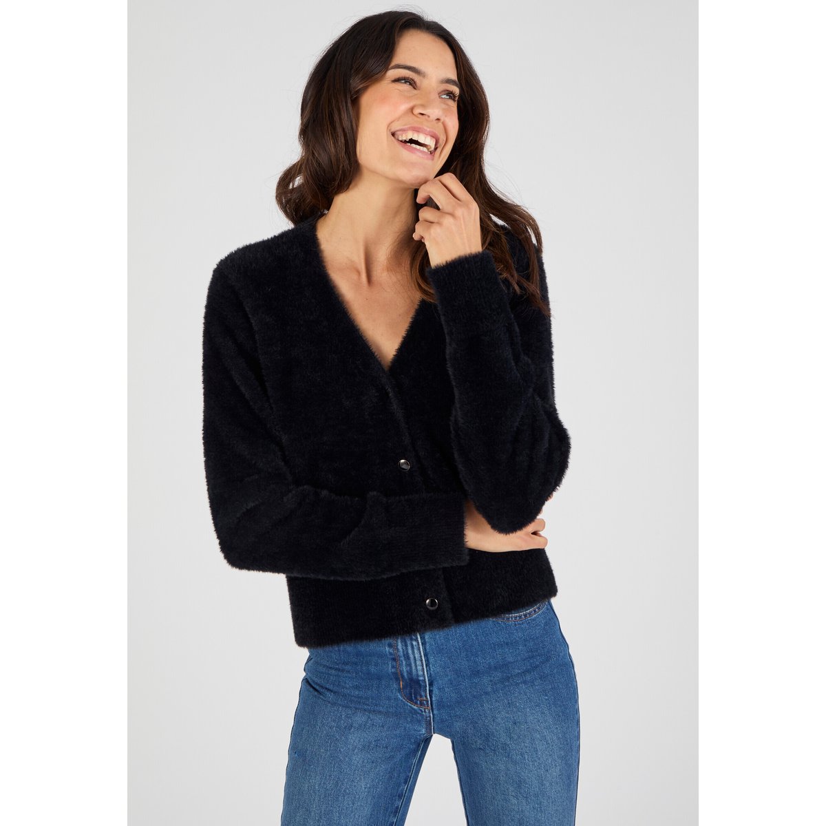 Gilet maille poilue noir, DAMART