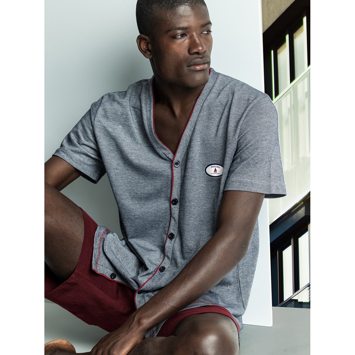 Pyjama short chemise Sailing Antonio Miro bordeaux, ADMAS
