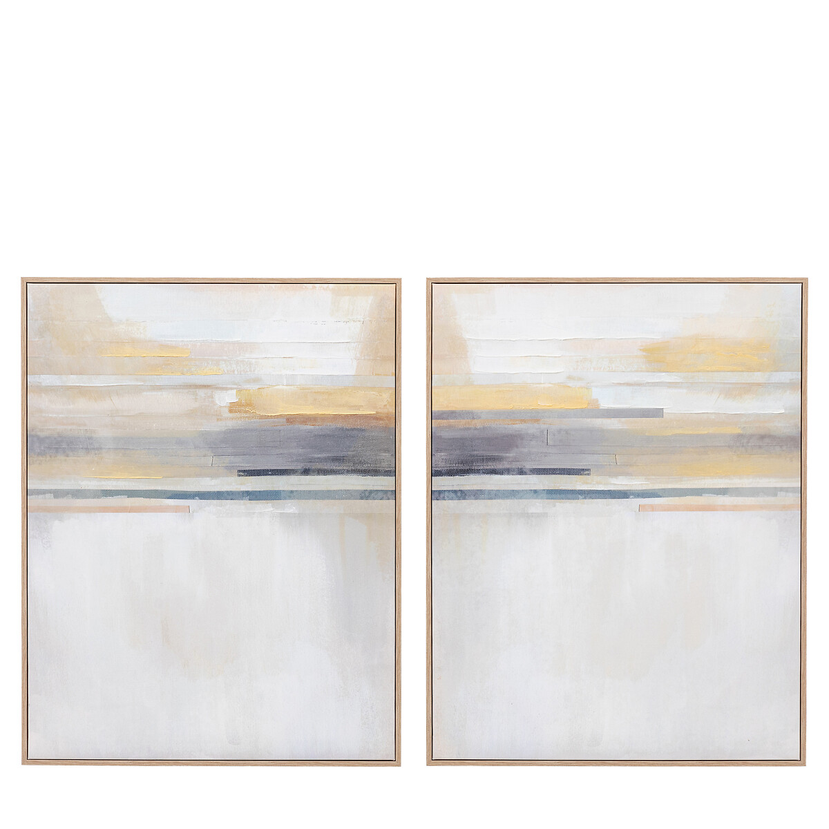 Set of 2 Modern Sunset Framed Canvas natural, ÉDITÉ