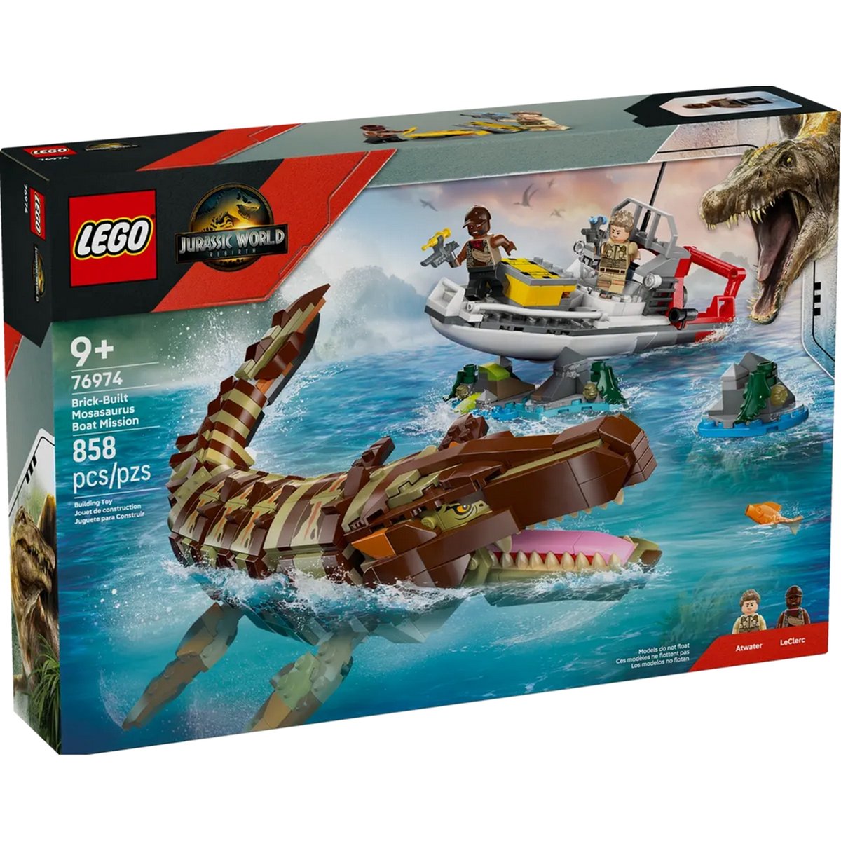 LEGO Jurassic World - Le bateau en mission et le mosasaure en briques - 76974 multicolore, LEGO