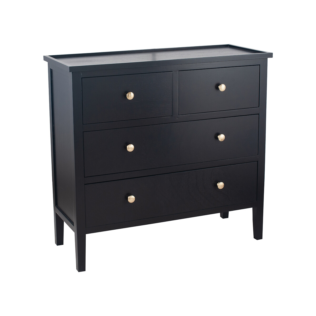 luxe Pine Wood 4 Drawer Unit black, SO'HOME