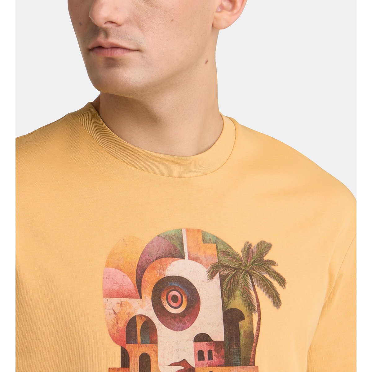 T-shirt sishart imprimé en coton jaune foncé, GALERIES LAFAYETTE