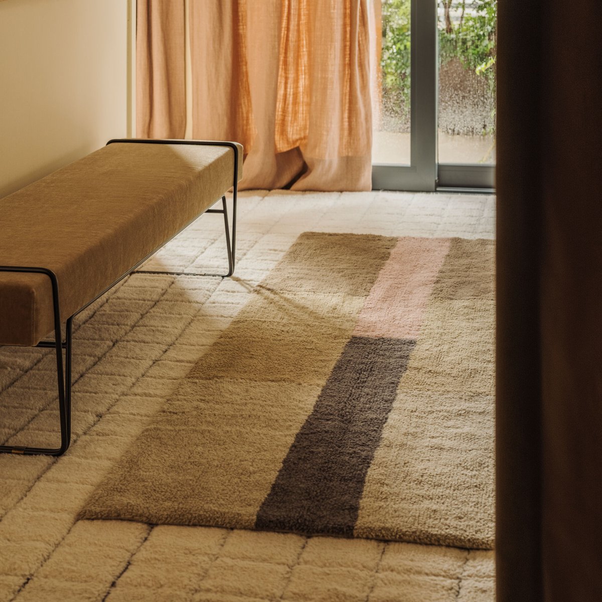 Tapis Lainable Rectangulaire Rose Fané CHROMA STRIPES multicolore, LORENA CANALS