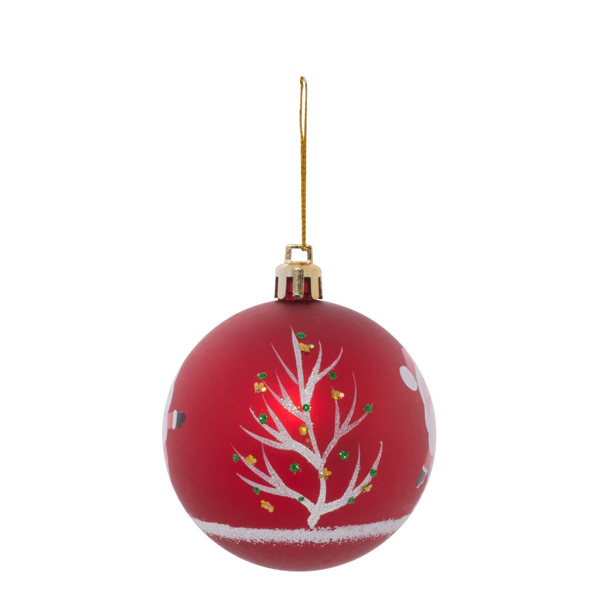 Lot de 6 boules de Noël en plastique rouge et blanc D. 70 mm modèle b, FEERIC LIGHTS & CHRISTMAS
