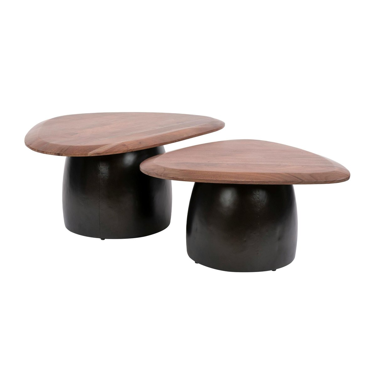 Table basse gigogne triangulaire bois foncé et métal (x2) NAKO marron, PIER IMPORT