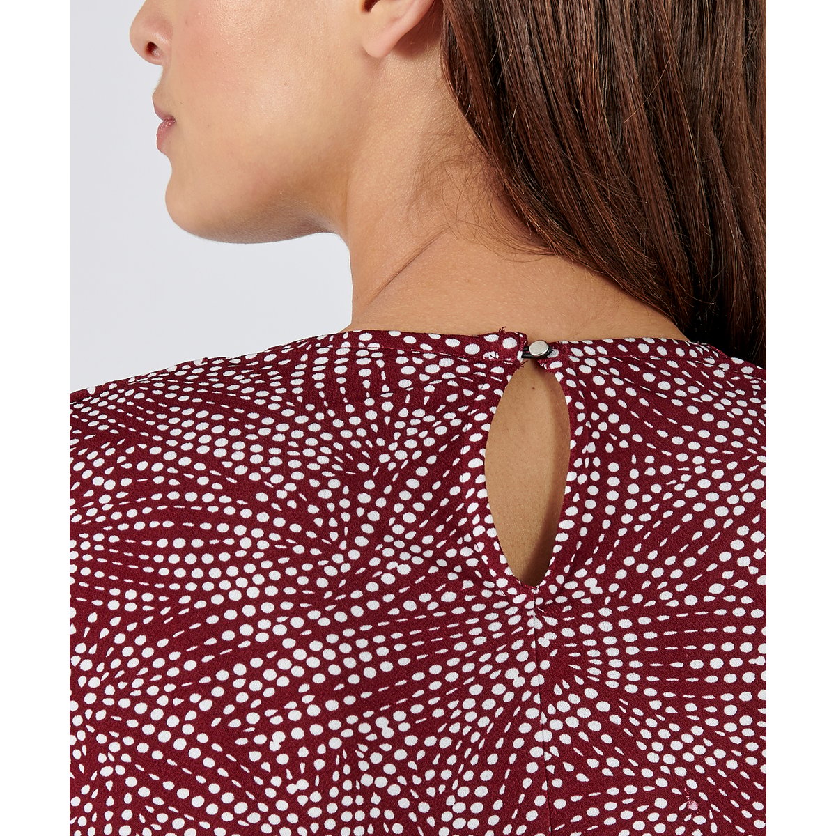 T-shirt col bénitier en crêpe recyclé rouge imprimé bordeaux, DAMART