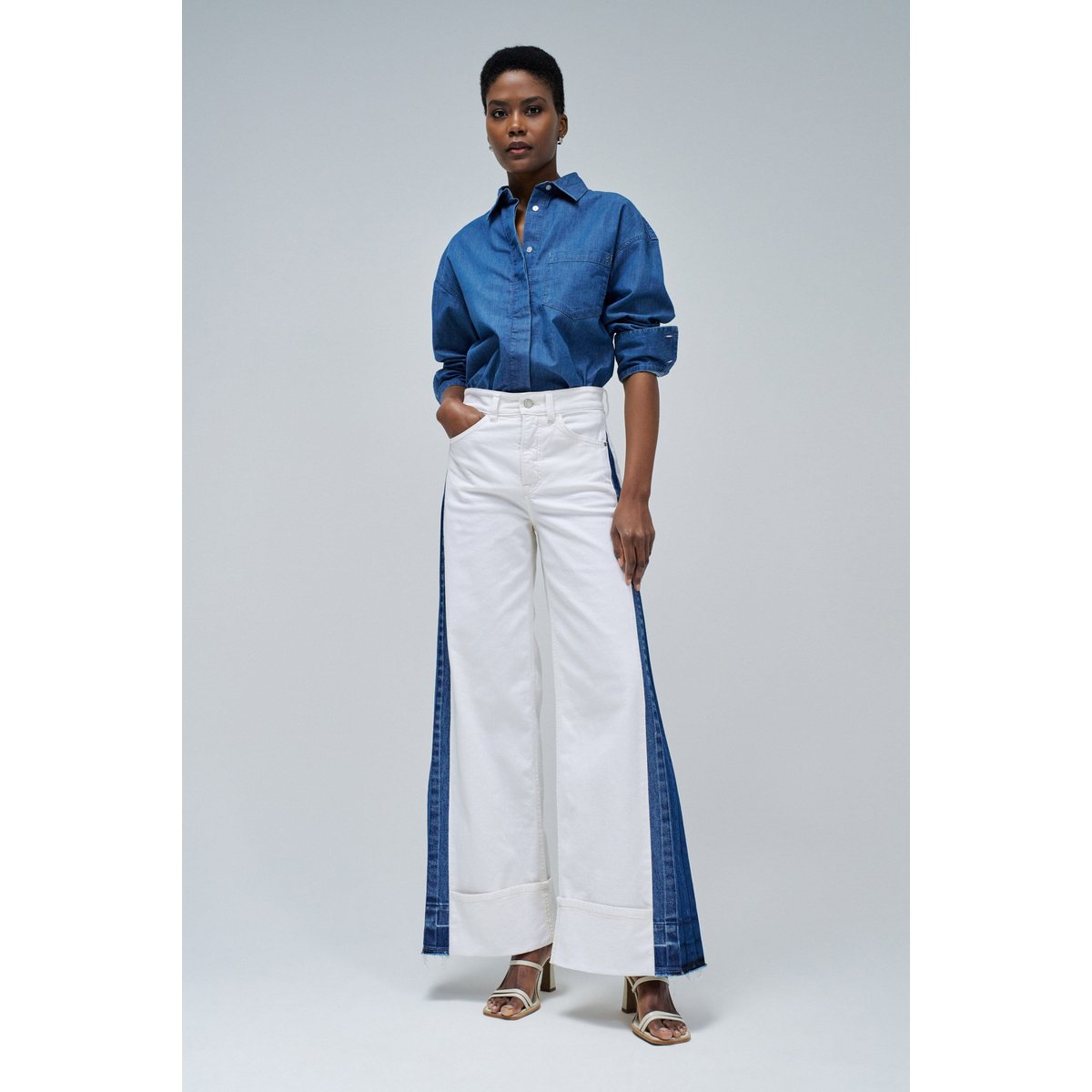 JEAN FAITH PUSH IN WIDE blanc, SALSA JEANS