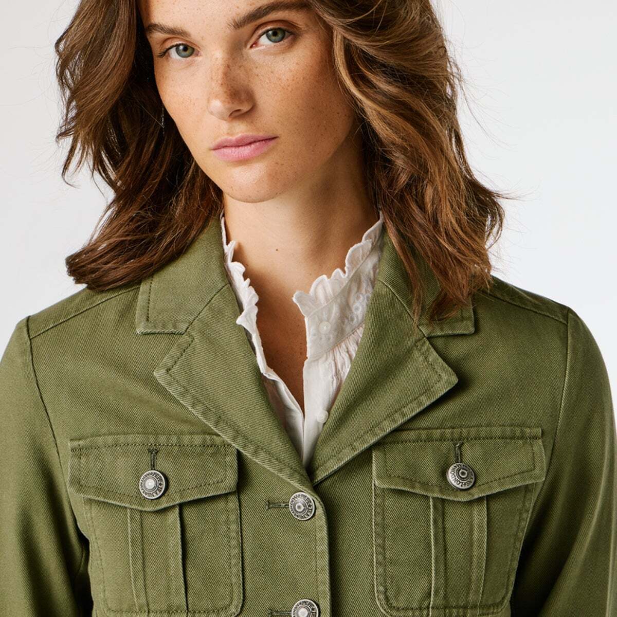 Veste Coupe Cropped En Sergé vert pois, PEPE JEANS
