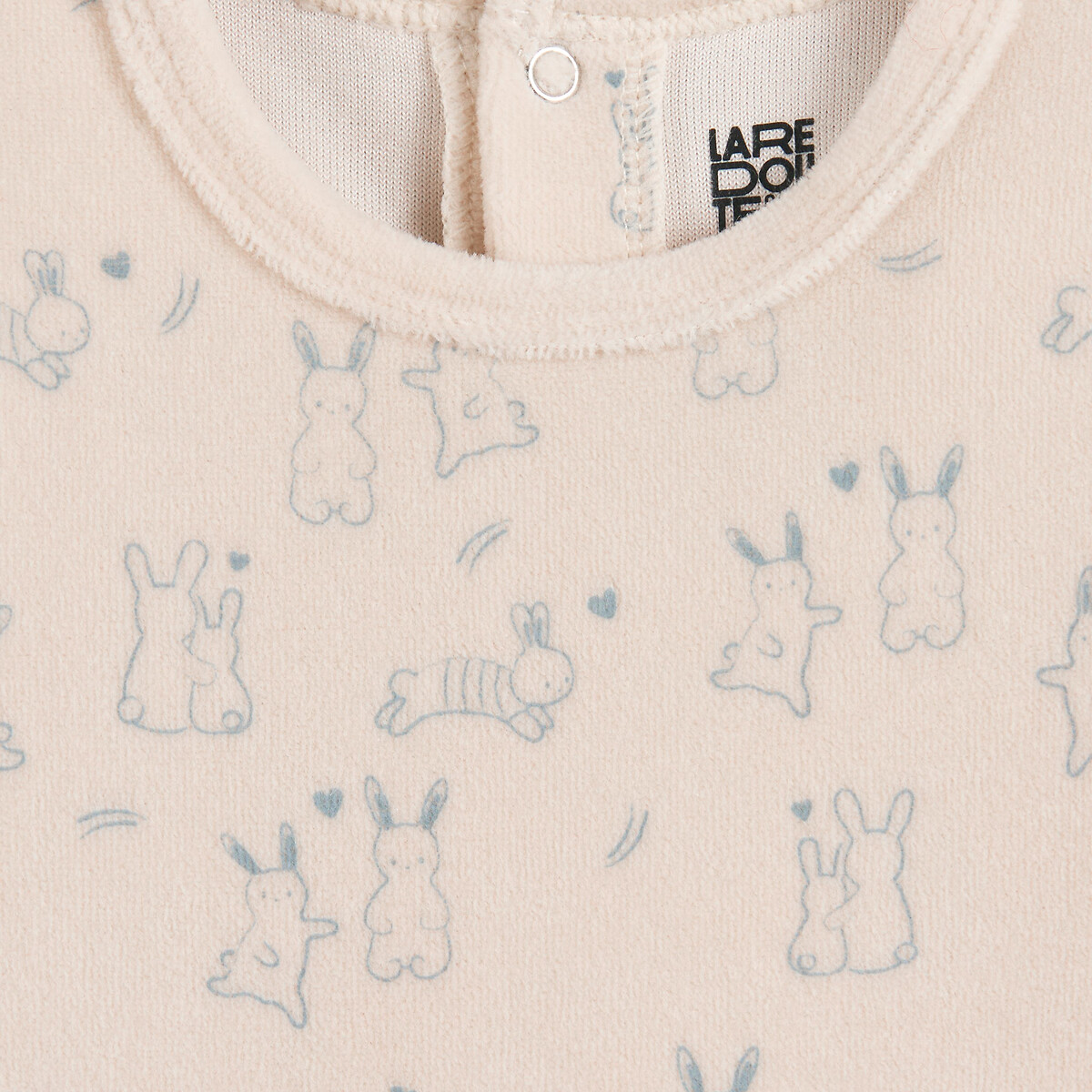 Lot de 3 pyjamas 1 pièce, en velours, motif lapin imprimé écru + beige + bleu, LA REDOUTE COLLECTIONS