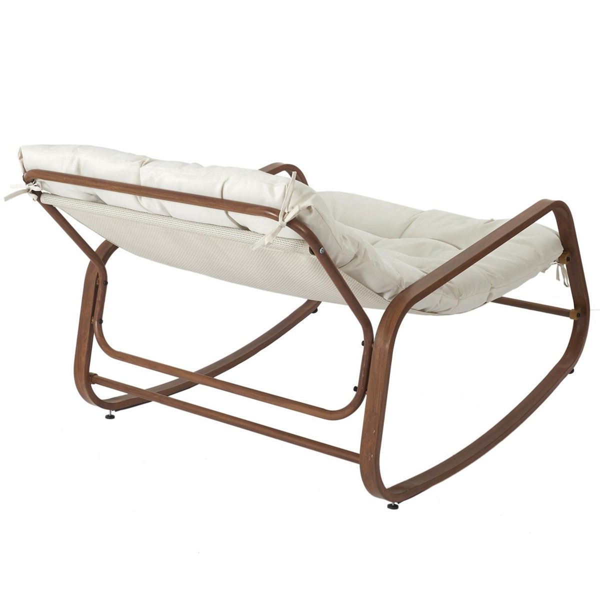Fauteuil à bascule d'extérieur avec coussin MANDA blanc, THE HOME DECO FACTORY