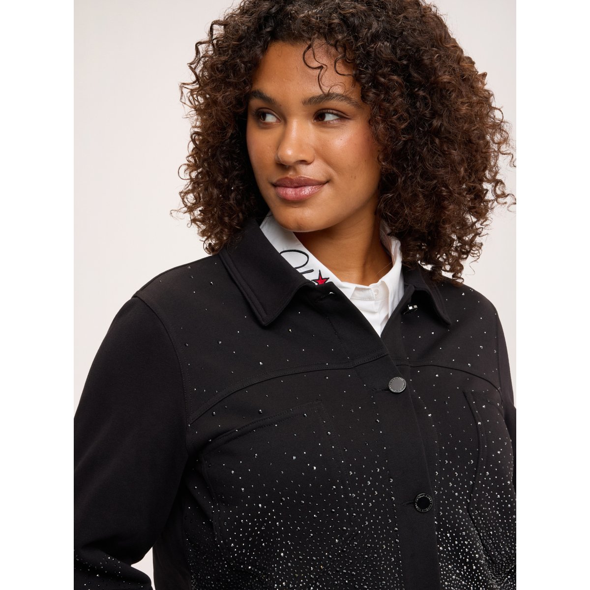 Sweat avec appliqués en forme d'étoile noir, FIORELLA RUBINO