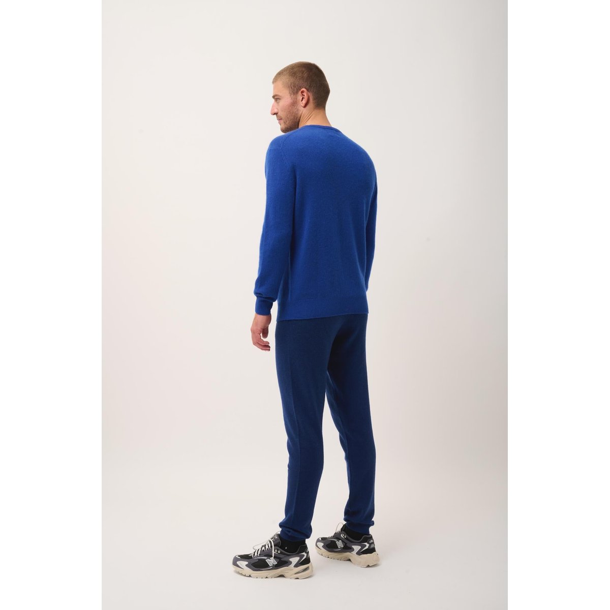 Pull Col Rond 4 Fils Outremer Gabin bleu foncé, JUST CASHMERE
