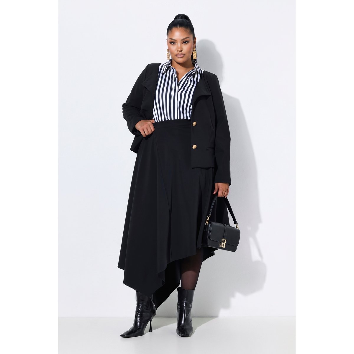 Jupe avec base asymétrique noir, ULLA POPKEN