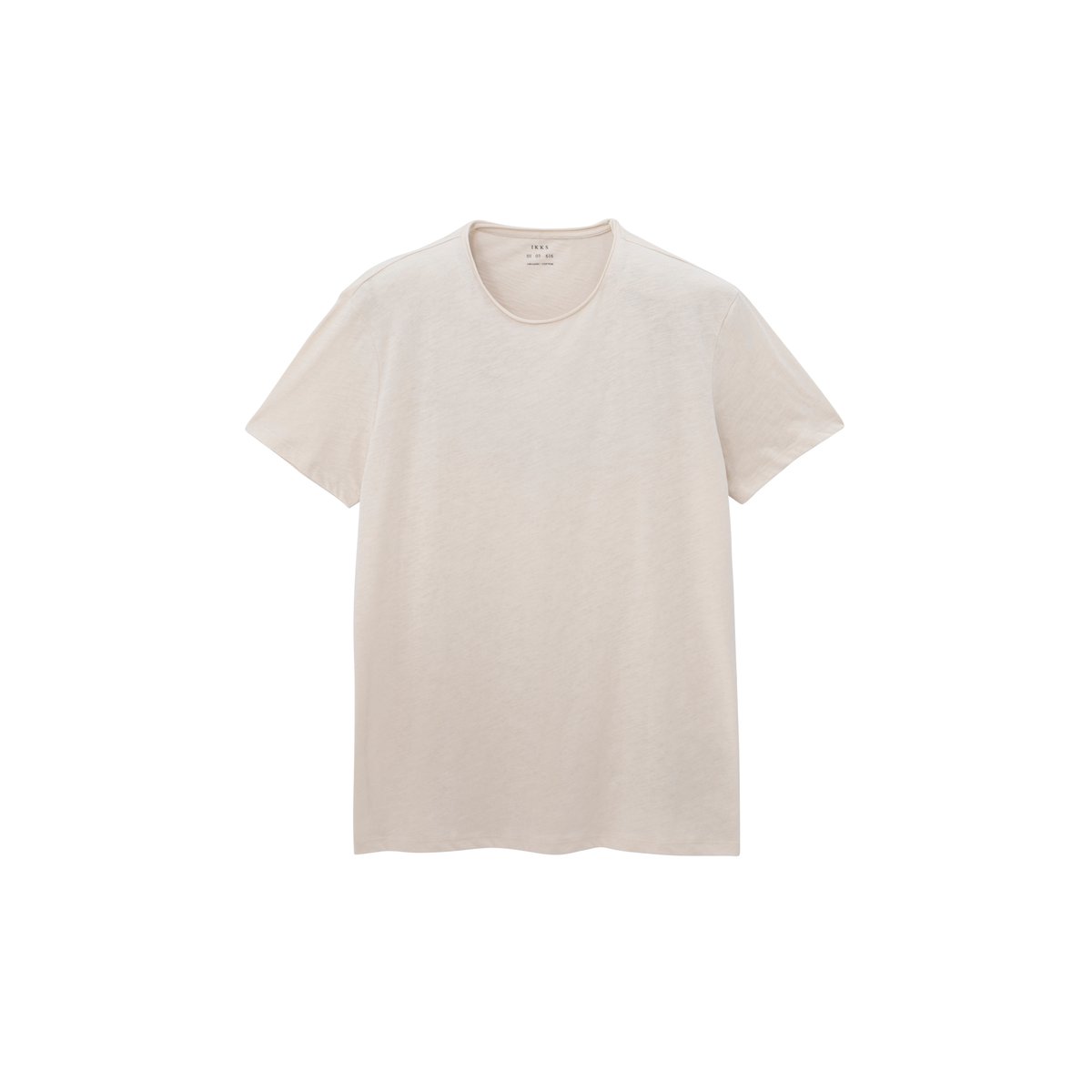 Tee-shirt coton bio col rond ESSENTIEL ecru, IKKS