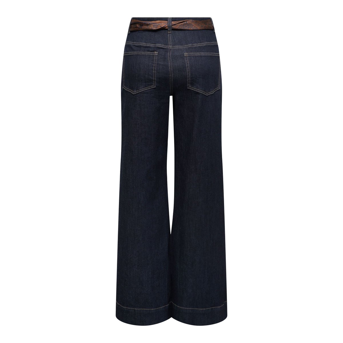 Jean large avec ceinture foulard intégrée dark blue denim, ONLY