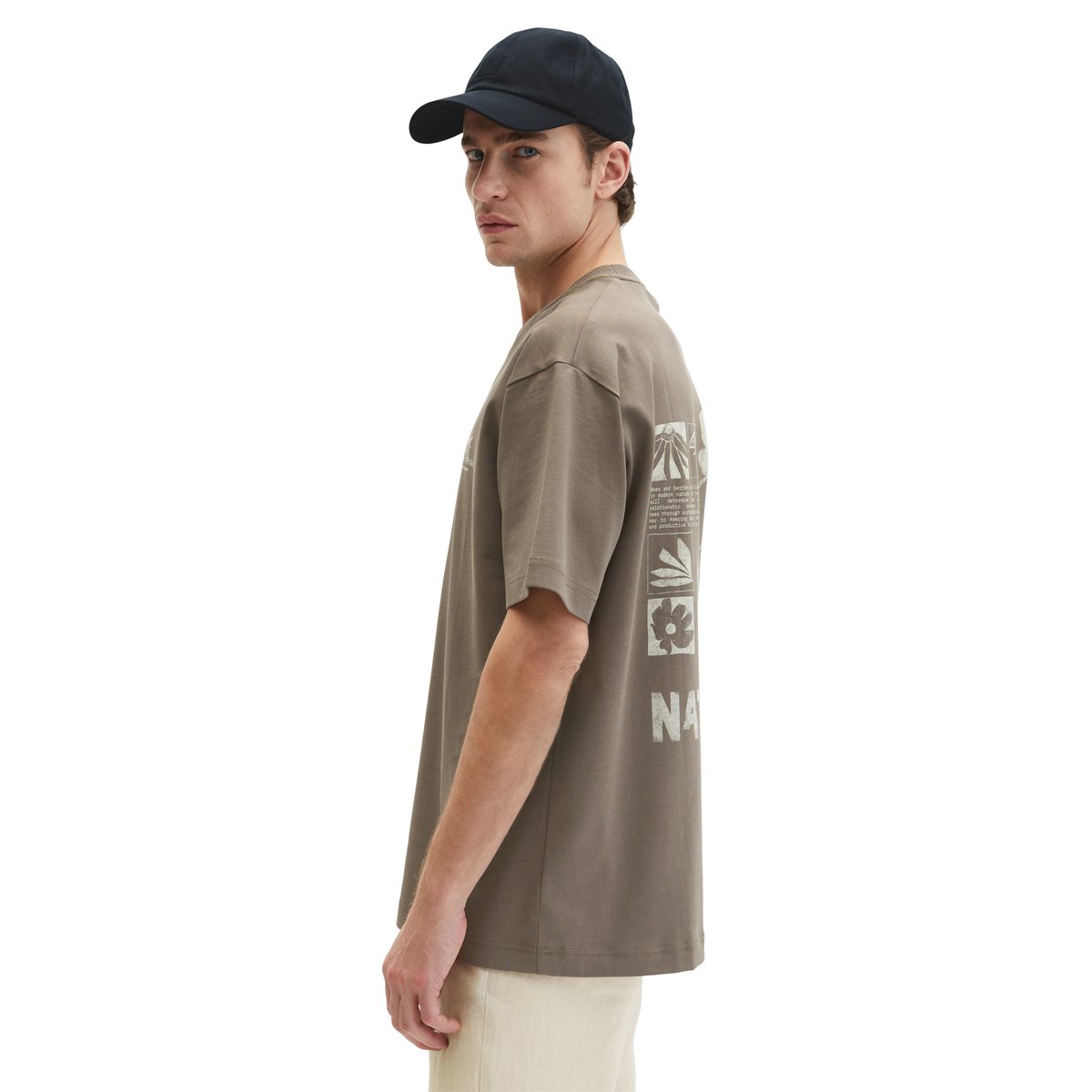 T-shirt loose avec impression dans le dos marron foncé, MARC O'POLO