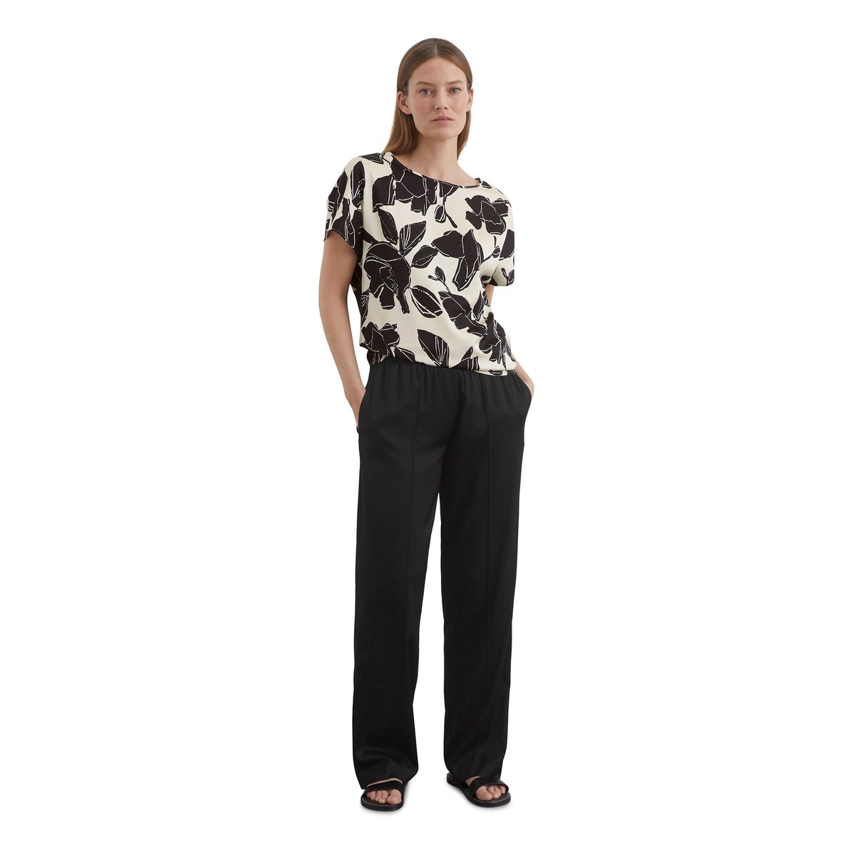 Chemisier imprimé régulier en satin stretch de viscose multicolor, MARC O'POLO