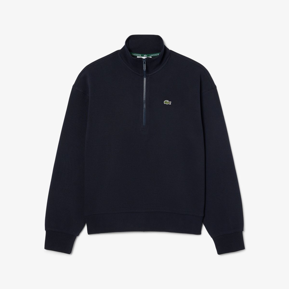 Sweatshirt col montant zippé en Piqué bleu-hde, LACOSTE