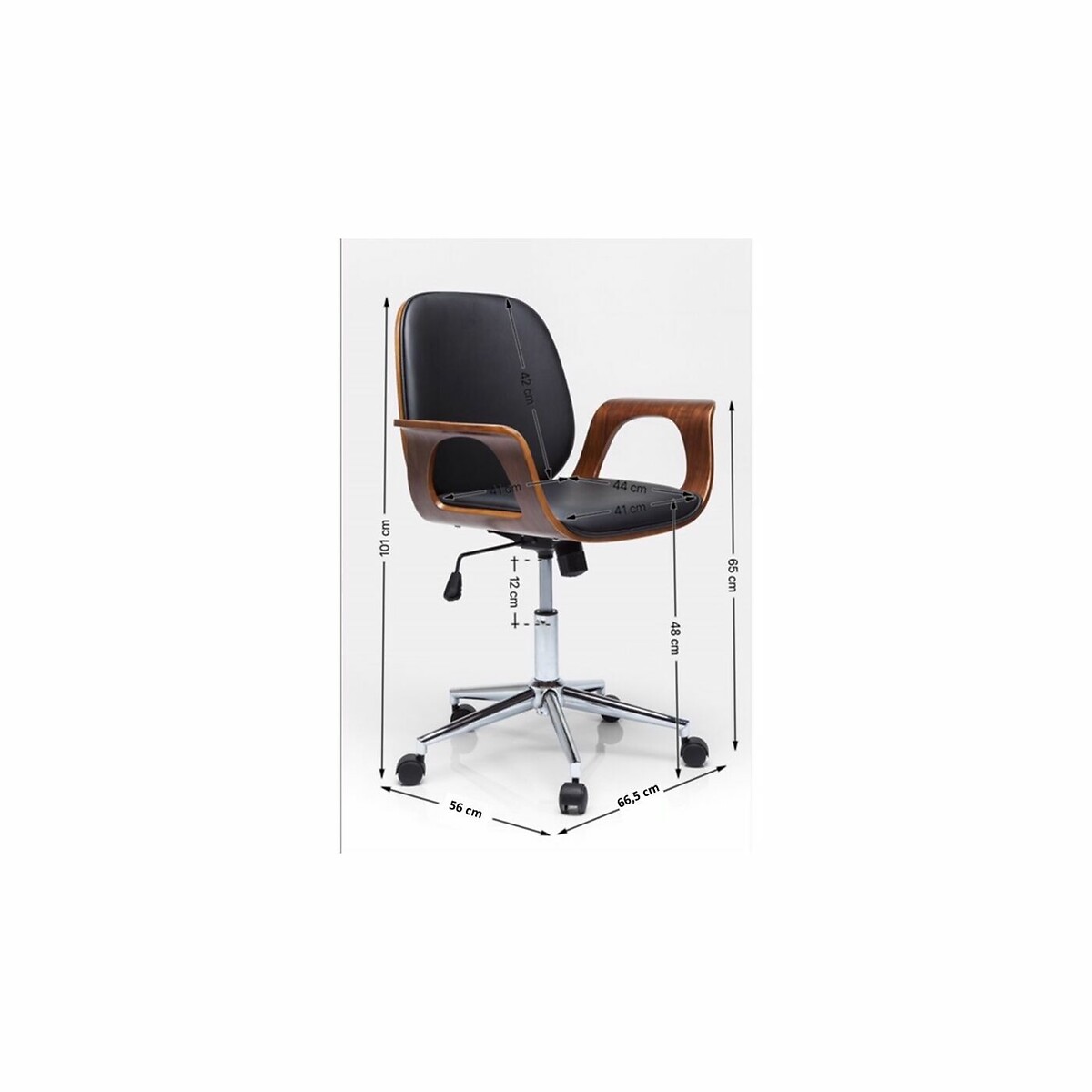 Bürodrehstuhl Patron Walnut schwarz, KARE DESIGN