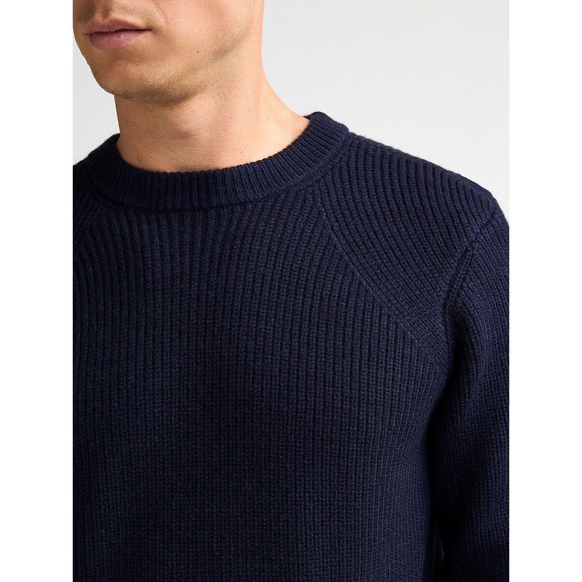 Pull col rond en fine maille bleu marine, PETROL INDUSTRIES