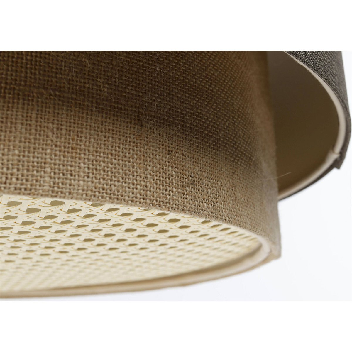 Suspension en tissu rond avec diffuseur rotin Boho Elegant beige crème avec rotin naturel, BPS KONCEPT
