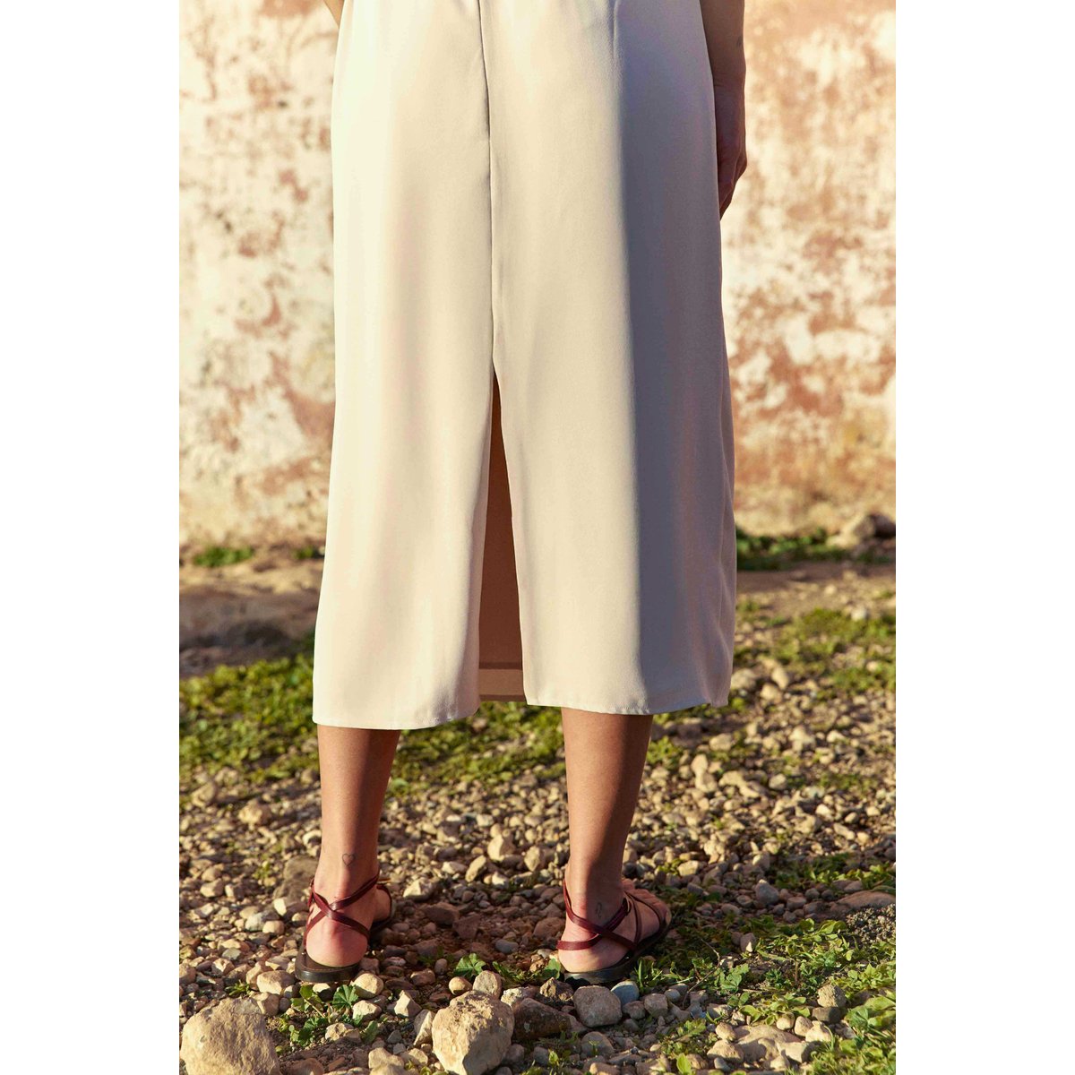 Robe midi asymétrique uni ROSA 13-beige, LA PETITE ETOILE
