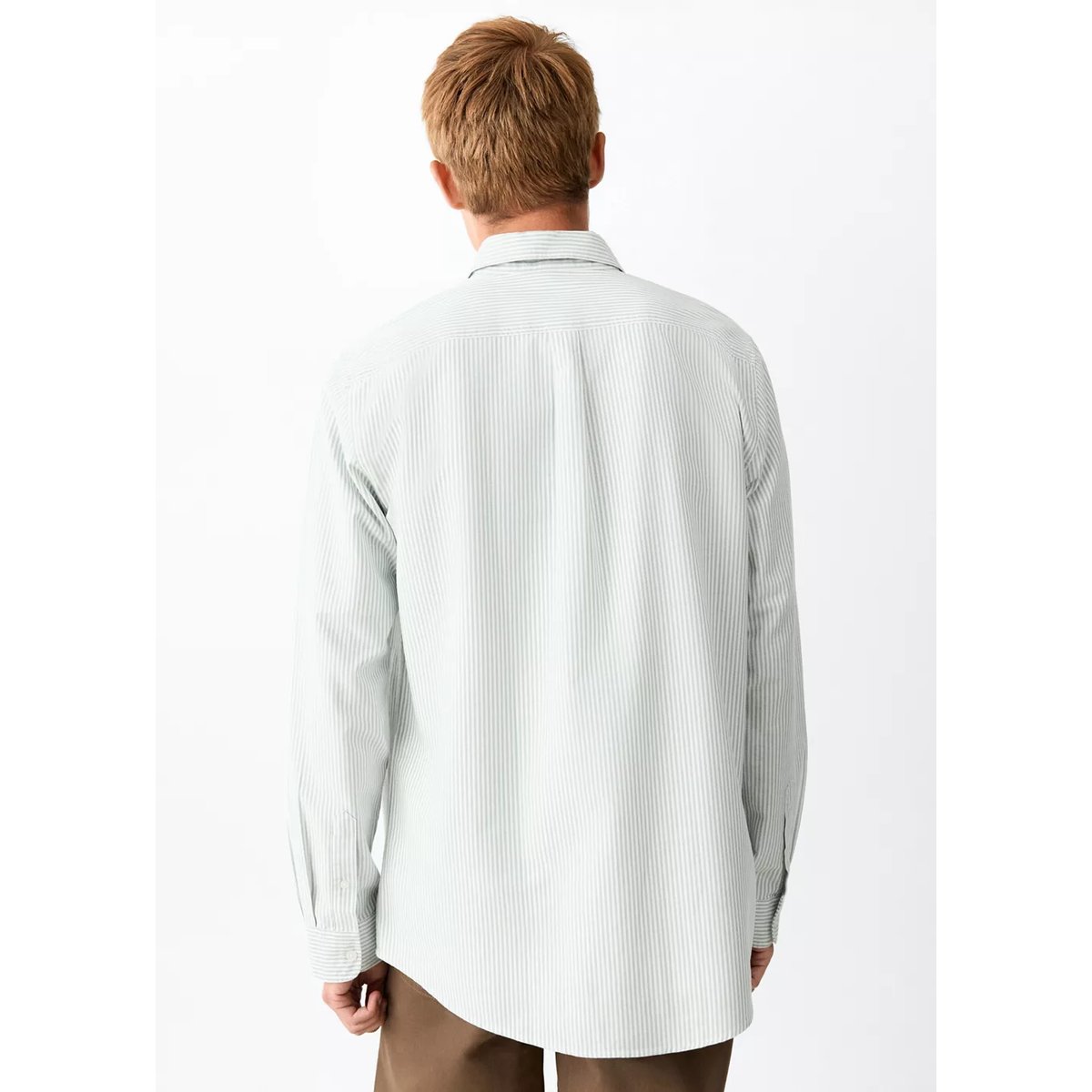 Chemise 100 % coton rayures vert, MANGO TEEN