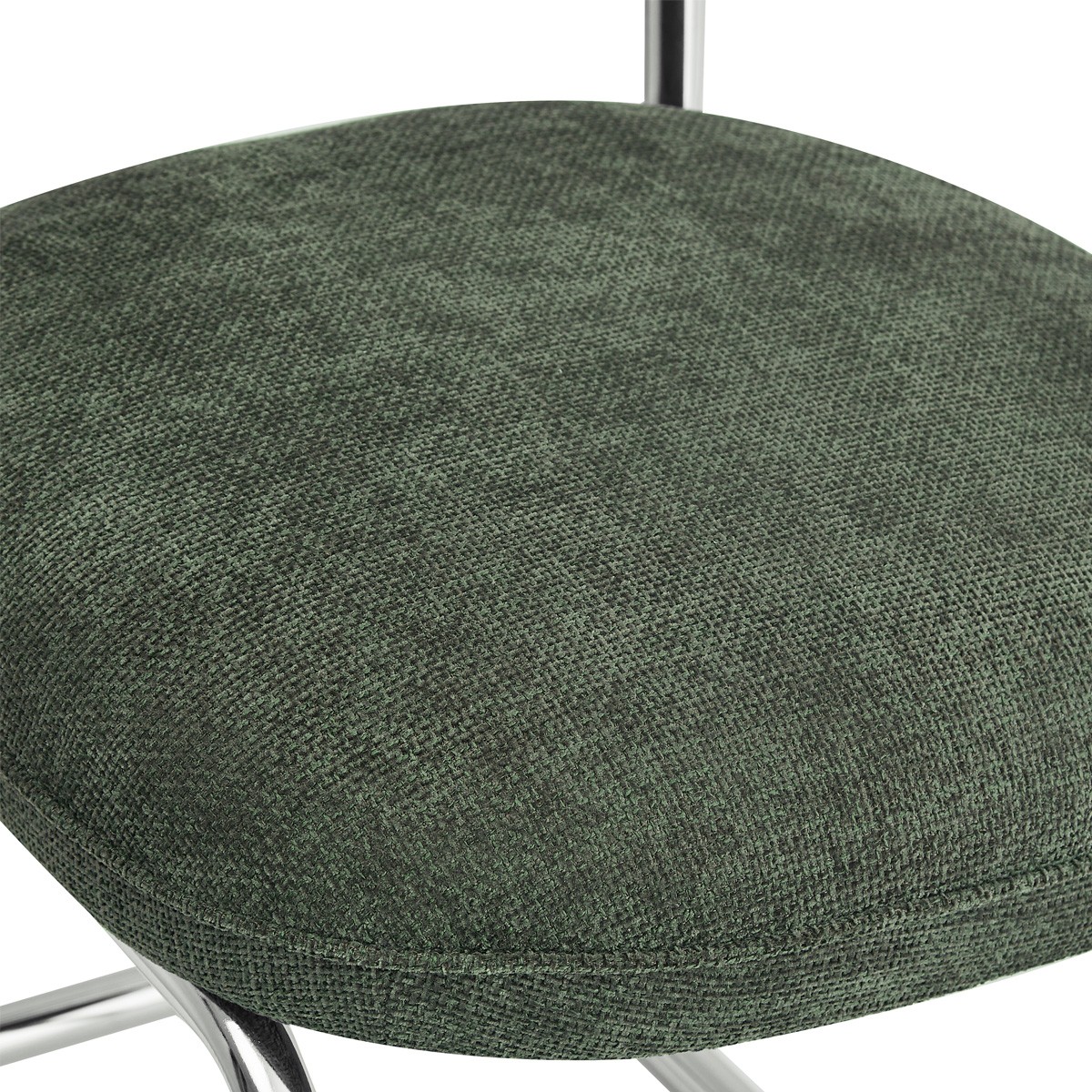 Lot de 2 chaises de salle à manger chromées en tissu chenille - LOU vert, HOMIFAB