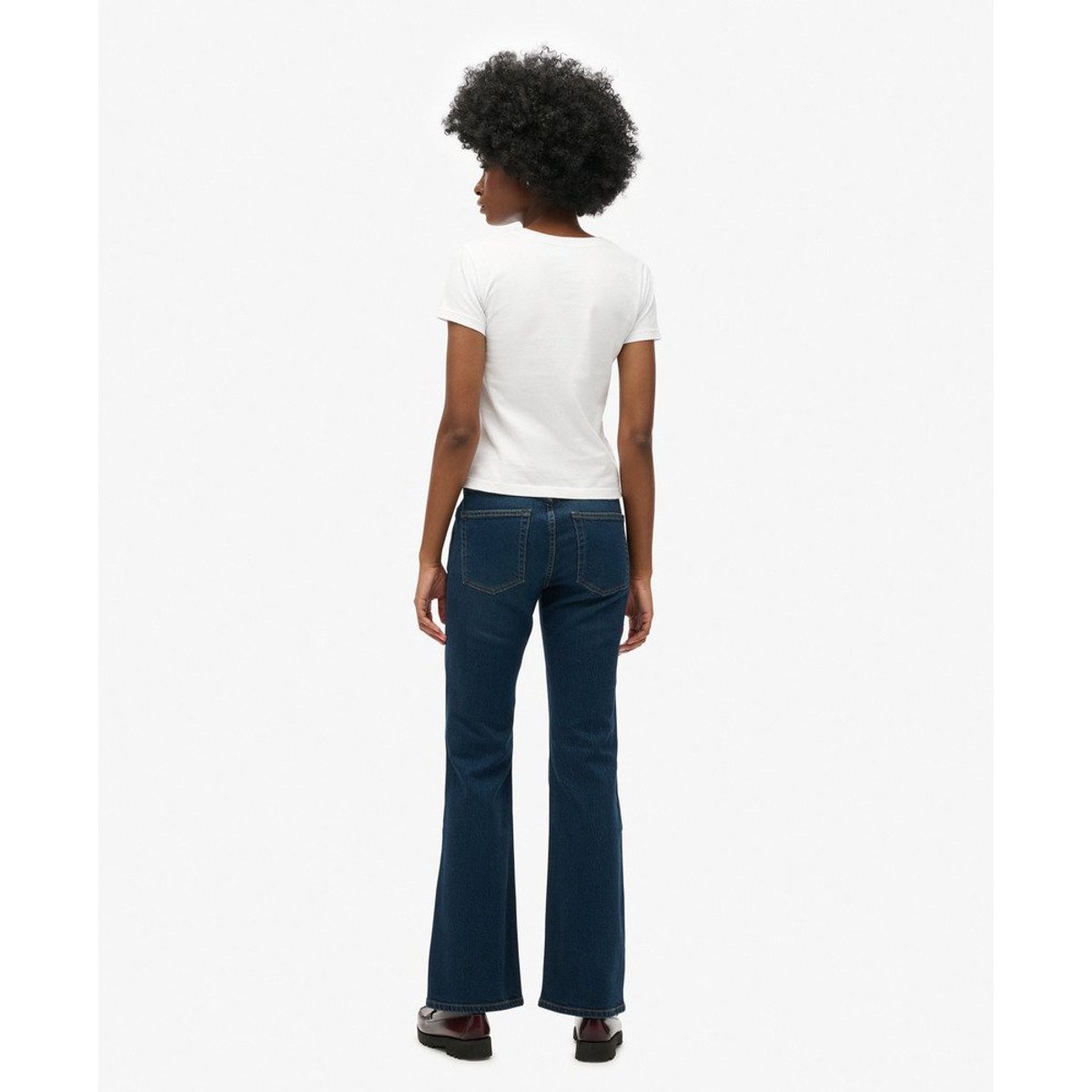 Jean slim évasé taille mi-haute en coton biologique van dyke moyennement usé, SUPERDRY