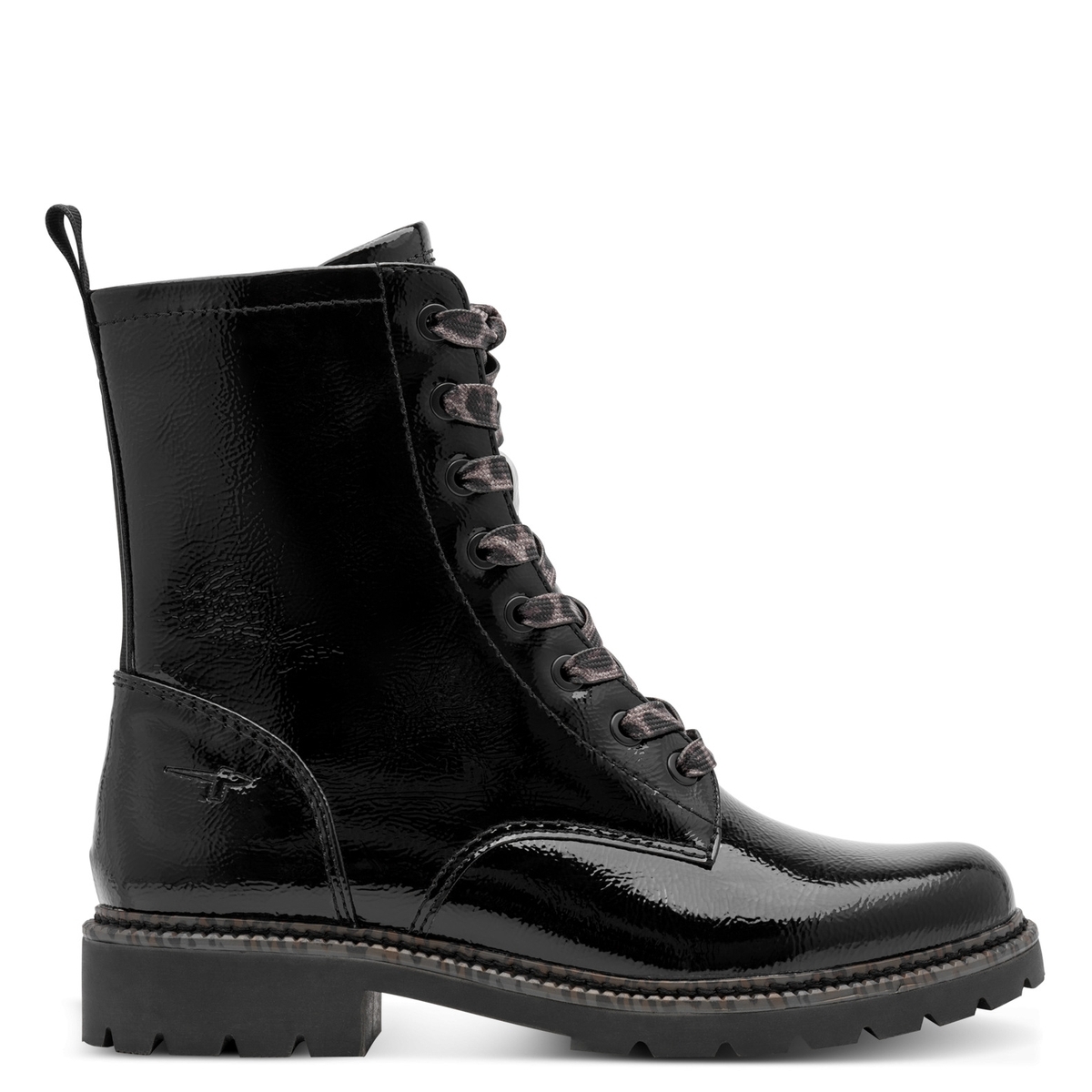 Bottine talon bloc noir laque, TAMARIS