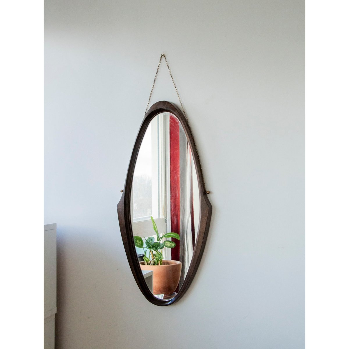Grand miroir en teck massif Igor N°844 - Bon état bois, DEBONGOUT