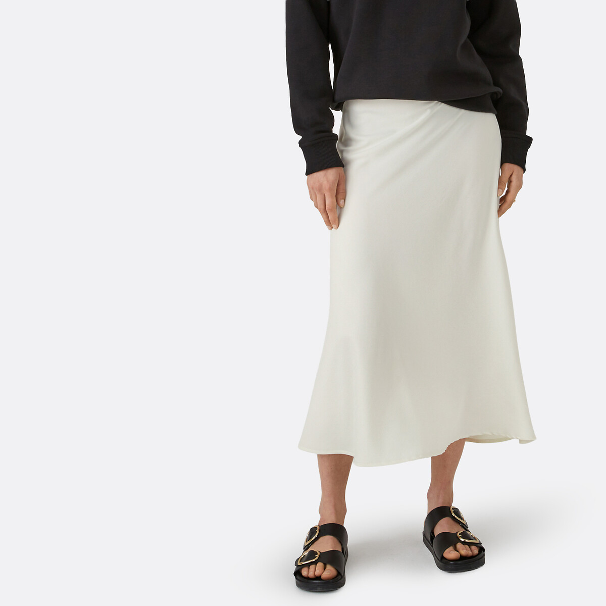 Mules en cuir double boucles, Signature SALOME noir, LA REDOUTE COLLECTIONS