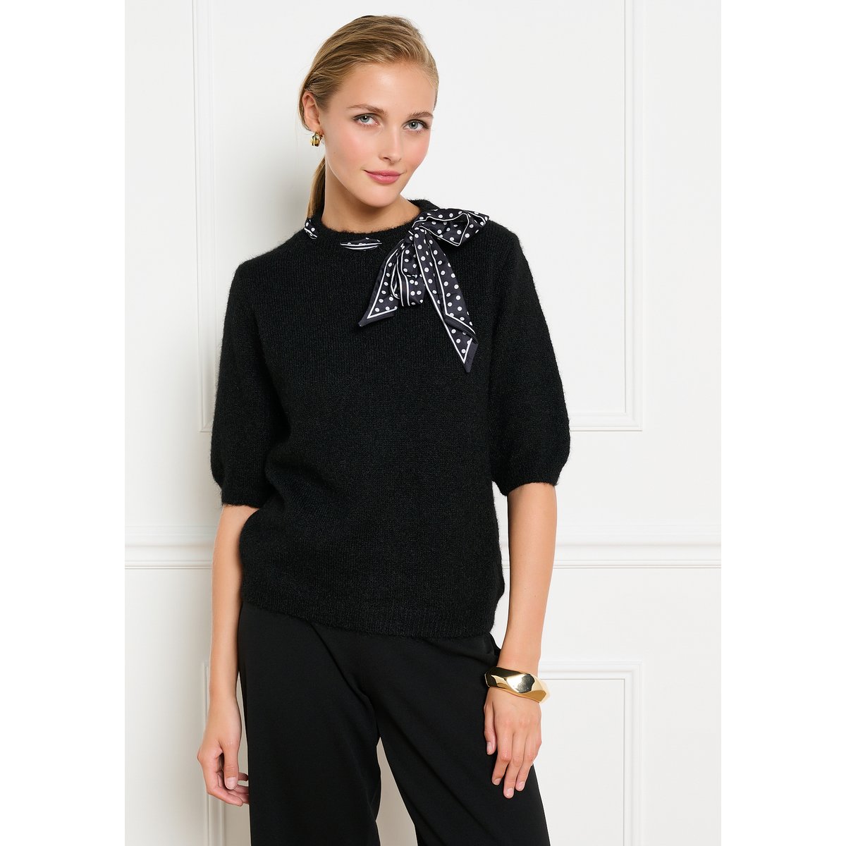 Pull à foulard intégré noir, LOLALIZA