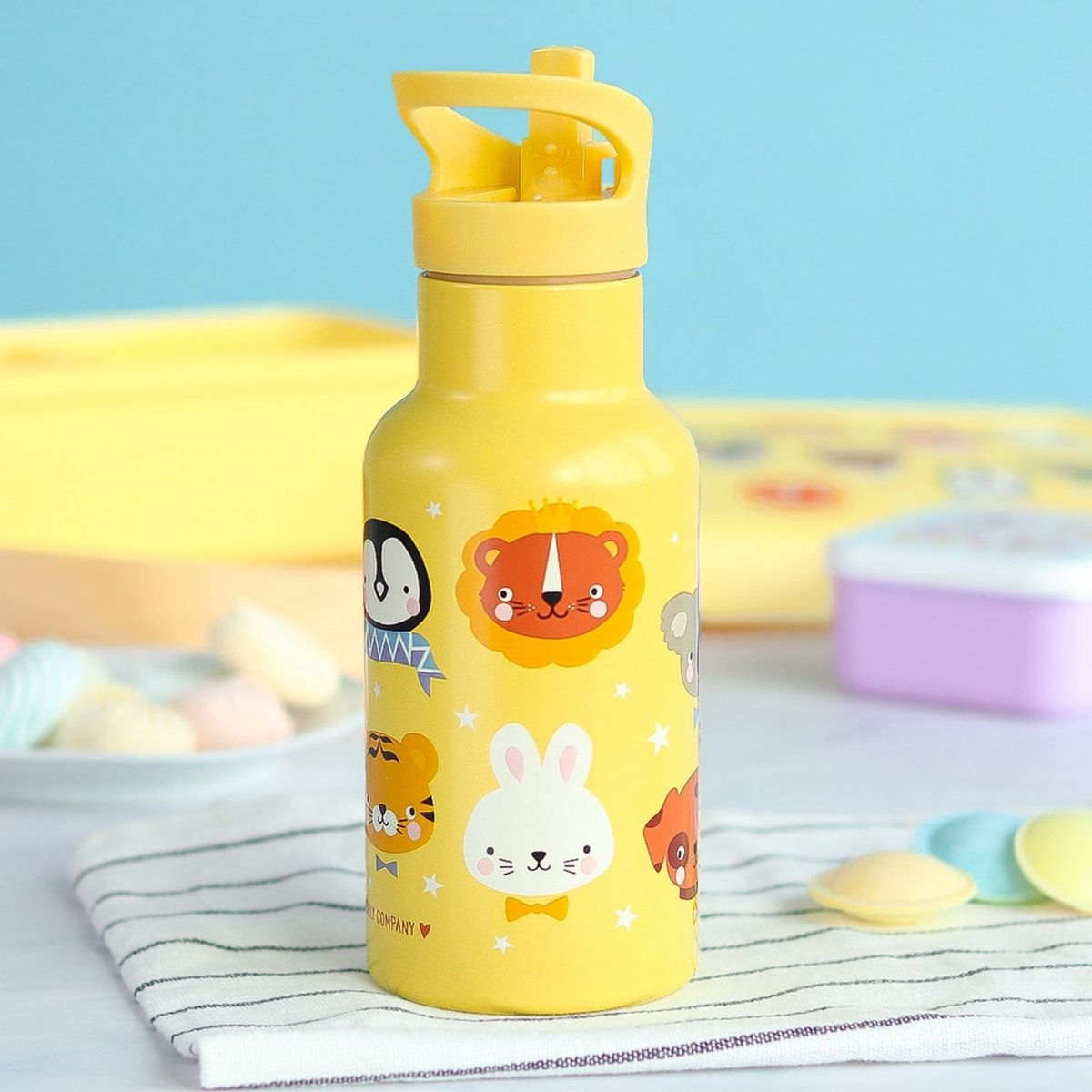 Gourde isotherme jaune, orange, blanc, A LITTLE LOVELY COMPANY