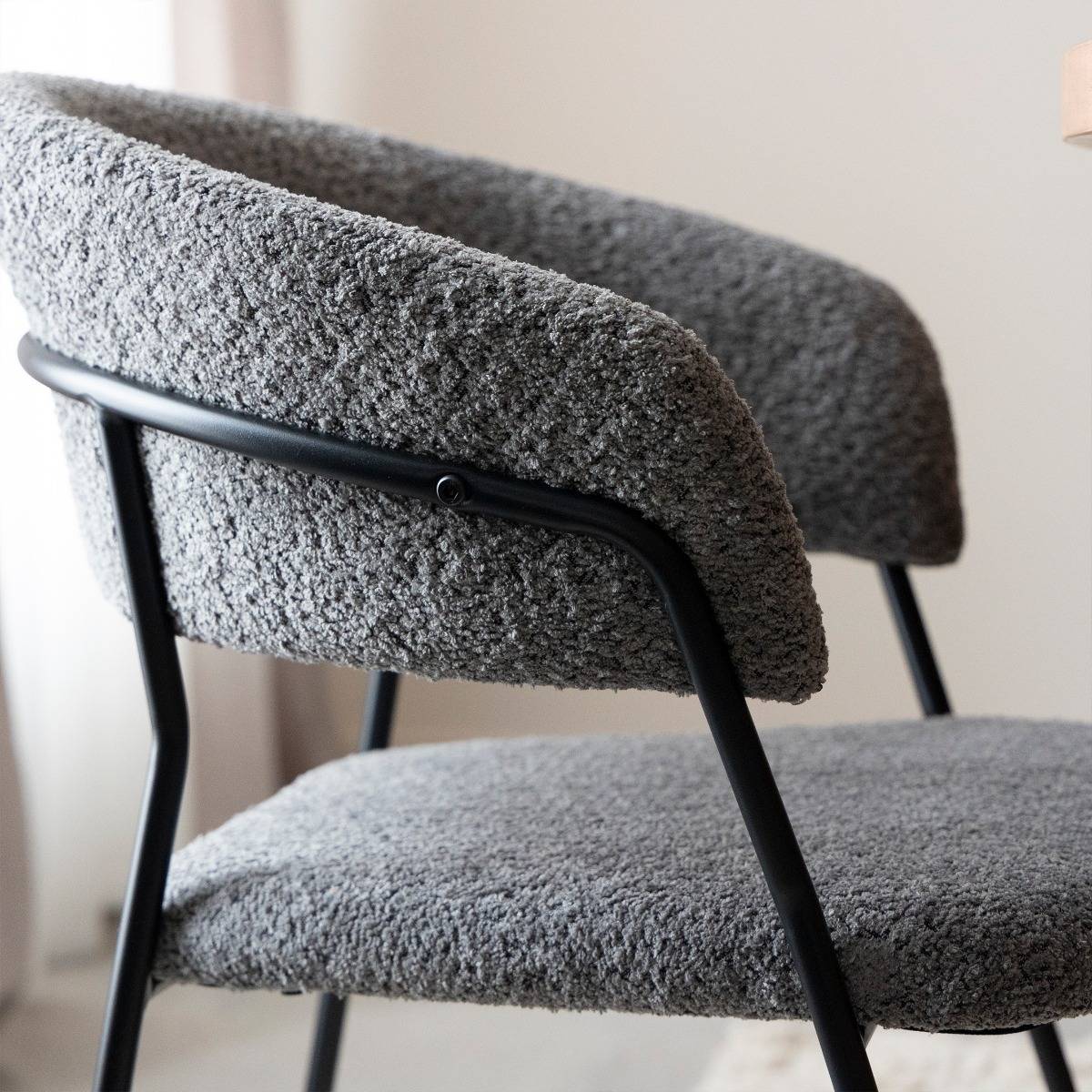 Lot de 2 chaises en tissu et métal KANOA gris, MADE IN MEUBLES 