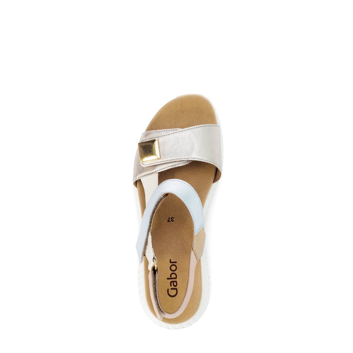 Sandales en cuir à talon compensé doré, GABOR