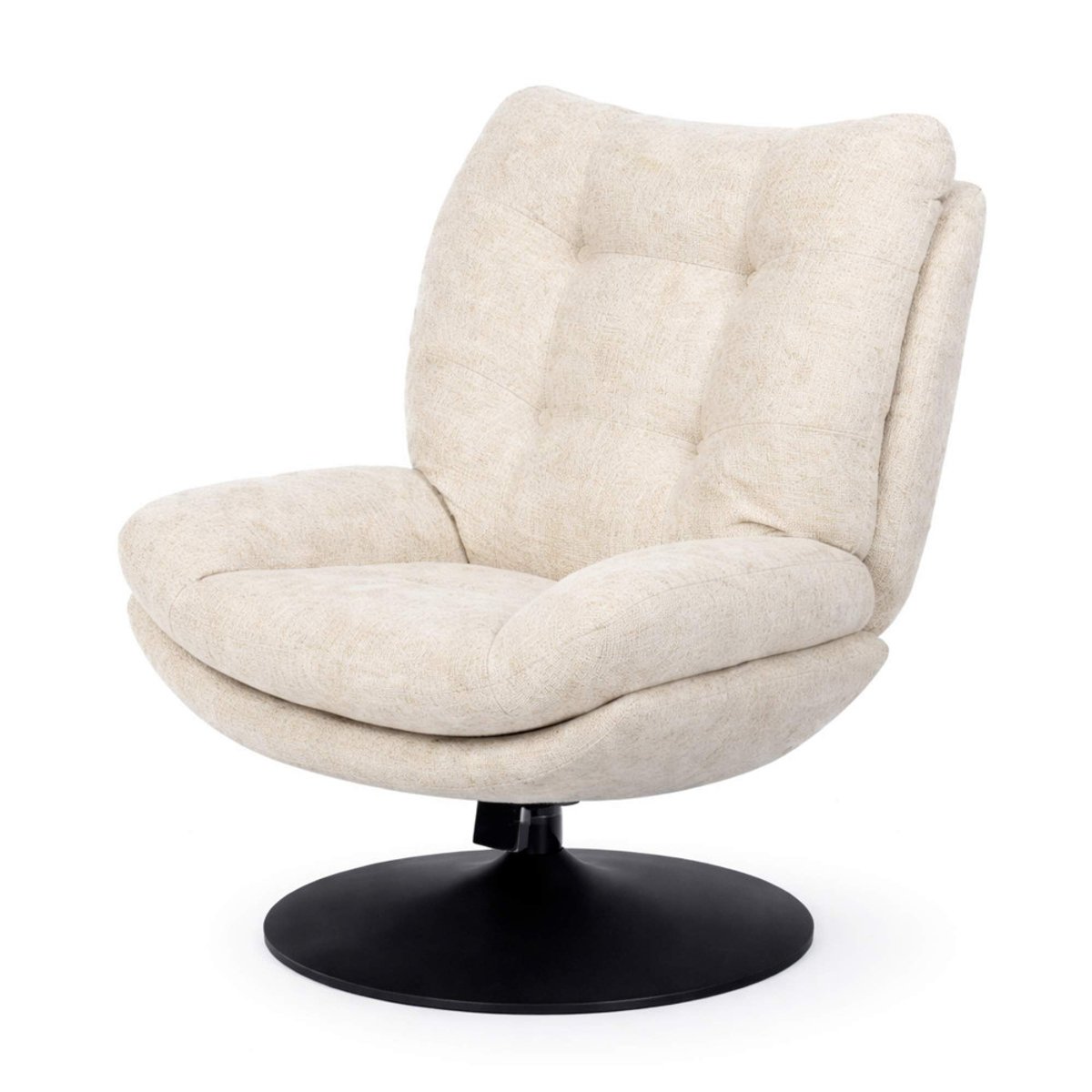Fauteuil en tissu beige avec piètement noir Magnum crème / ivoire, AMADEUS
