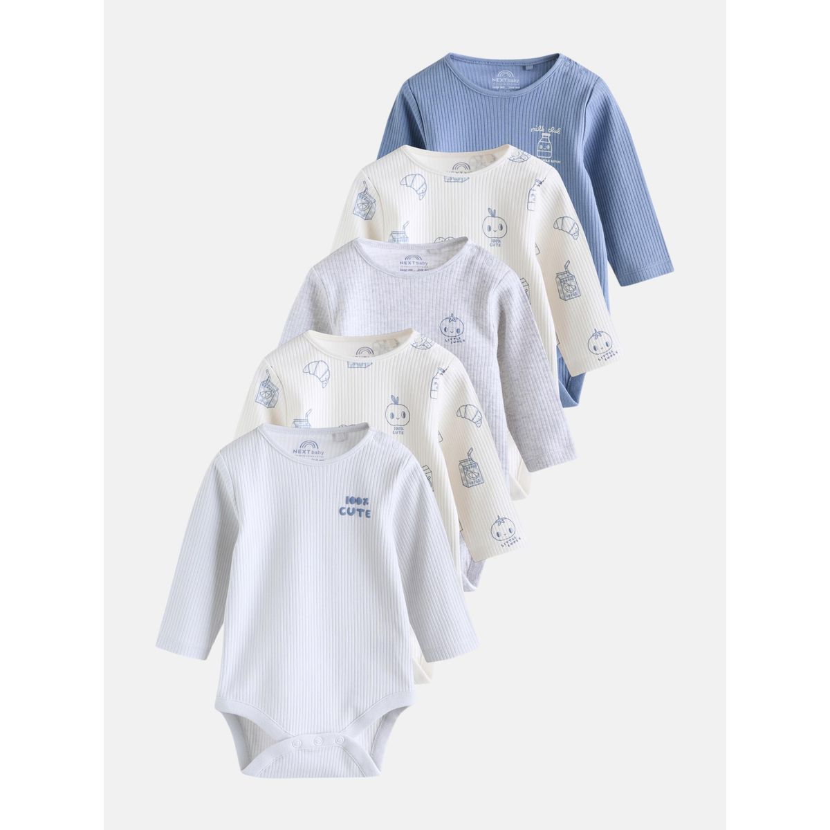 Body à manches longues bébé, lot de 5 bleu, NEXT
