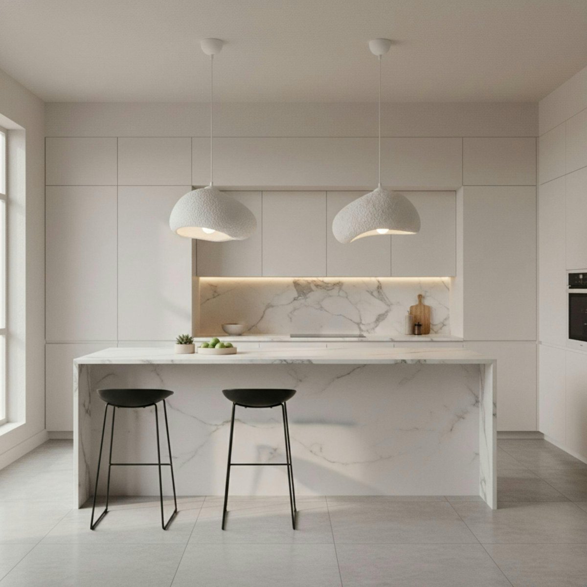 Suspension blanche design organique 32 cm NOXIS blanc, PIER IMPORT
